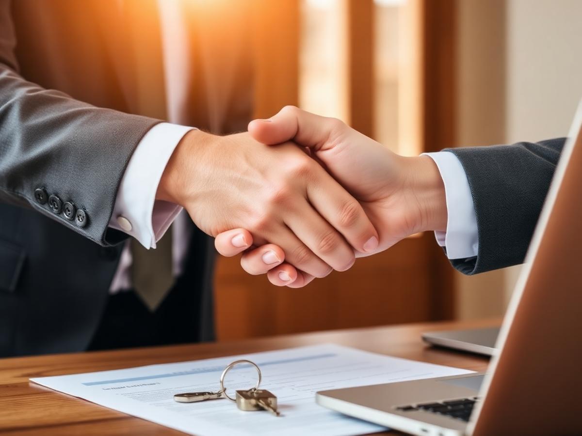 Aperto de mãos fechando um negócio imobiliário